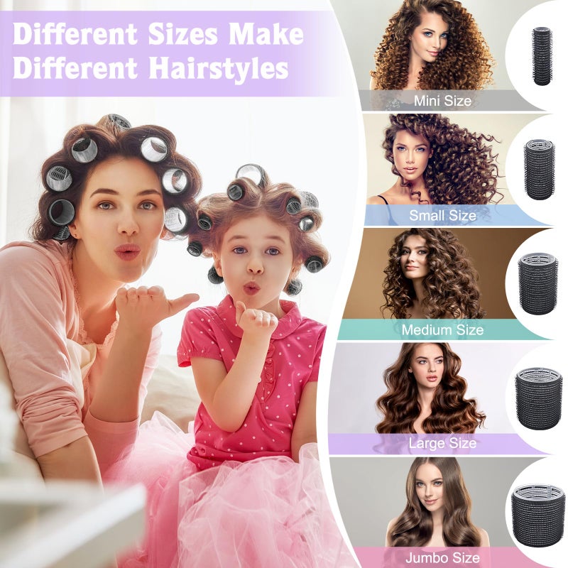 Belicoo 60 Pcs Hair Rollers Set  5 Sizes(60/48/36/25/15Mm) Rollers Hair Curlers With 28 Metal Clips  Hair Rollers For Women Long Medium Short Thick Hair (Black) - Image 3
