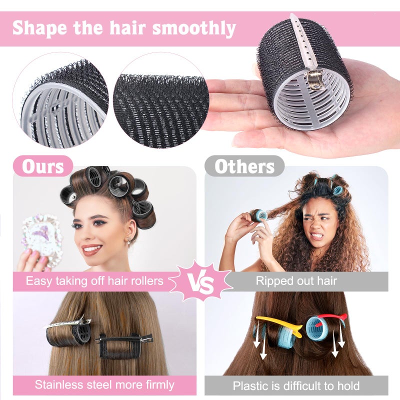 Belicoo 60 Pcs Hair Rollers Set  5 Sizes(60/48/36/25/15Mm) Rollers Hair Curlers With 28 Metal Clips  Hair Rollers For Women Long Medium Short Thick Hair (Black) - Image 5