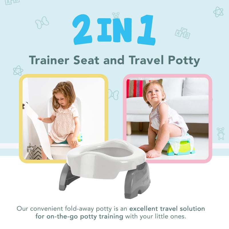 Kalencom Potette Plus 2-in-1 Travel Potty and Trainer Seat - Dual-Purpose Potty Training Toilet Seat - Portable Potty for Toddler Travel - With Durable, Lock-In Legs and Splash Guard - Pastel Pink - Image 5