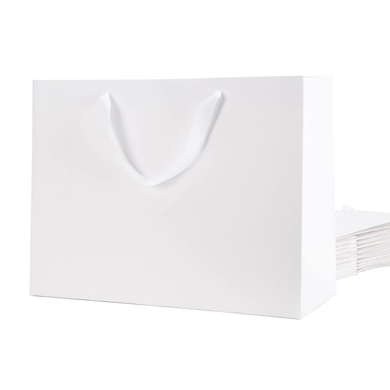 MALICPLUS 12 Extra Large Gift Bags 16x6x12 Inches Luxury Matte White Large Gift Bags with Handles for All Occasion Grain Textured Finish