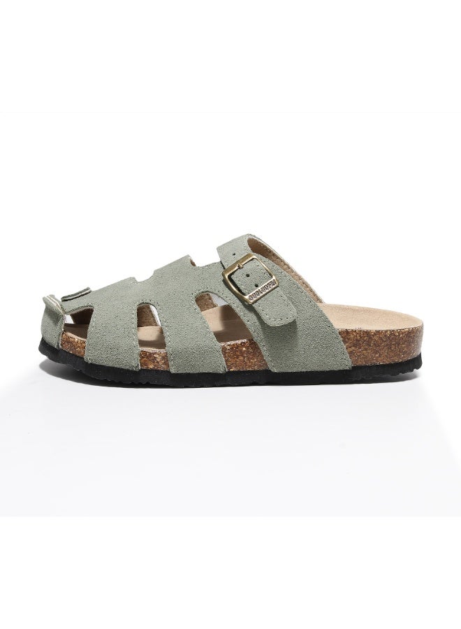 Women's Buckle Strap Cork Slides Classic Double-Strap Sandals - Unisex Men Slippers - Image 2