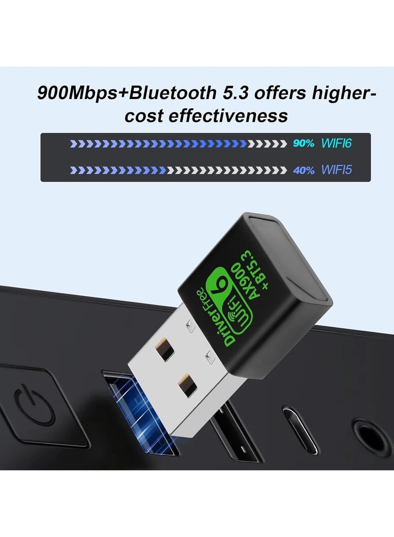 AX900Mbps WiFi 6 and Bluetooth 5.3 Combo Adapter Dual Band 5/2.4Ghz Wireless Network External USB Wi-Fi Receiver for Laptop/PC/Desktop 4dBi Antenna Compatible with  PC/Laptop/Desktop - Image 3
