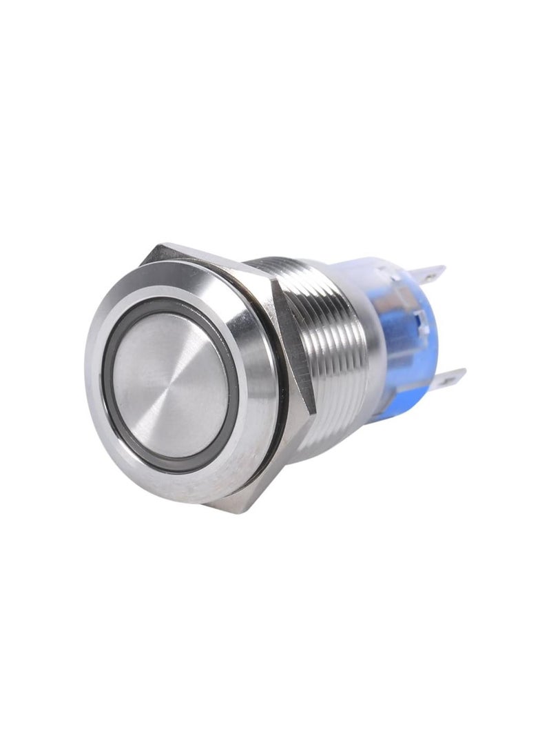 Generic - 19mm 12V LED Waterproof Stainless Selflocking Latching Push Button Switch(White) - Image 1