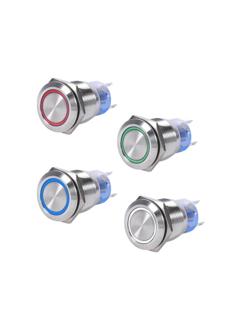 Generic - 19mm 12V LED Waterproof Stainless Selflocking Latching Push Button Switch(White) - Image 1