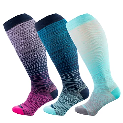 LEVSOX Wide Calf Compression Socks for Women & Men Extra Large Size Support Socks for Nurses Running Pregnant Travel, 15-20 mmHg - Image 1