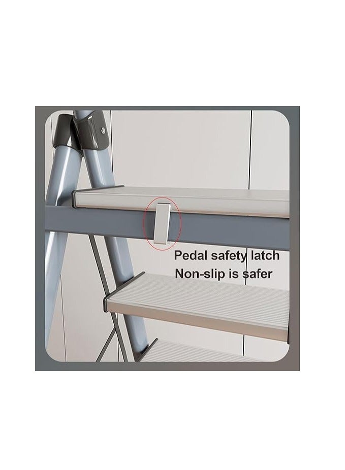 Folding Ladder 4 Steps Household Portable Ladders Lightweight Aluminum Step Ladder For Home, Non-Slip Portable Ladder For Kitchen, Library And Office, Maximum Load 150 Kg - Image 4