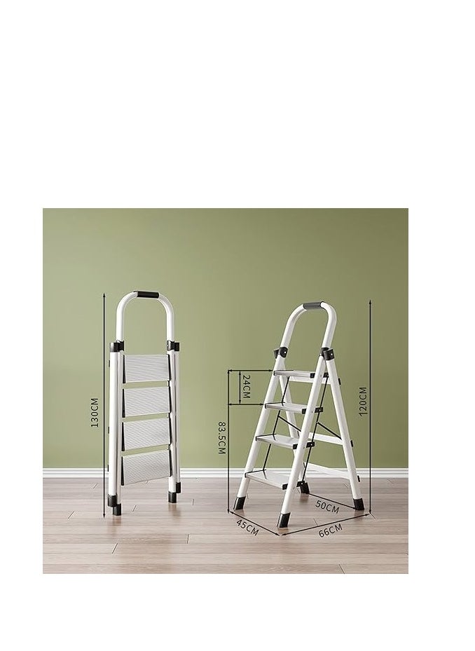 Generic - Folding Ladder 4 Steps Household Portable Ladders Lightweight Aluminum Step Ladder For Home, Non-Slip Portable Ladder For Kitchen, Library And Office, Maximum Load 150 Kg - Image 1
