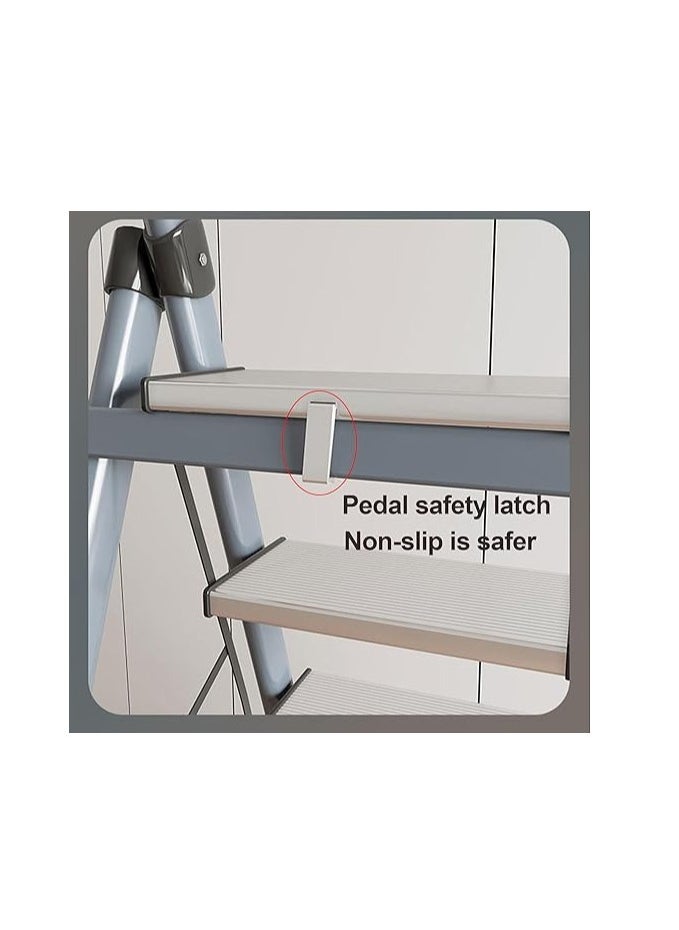 Generic - Folding Ladder 4 Steps Household Portable Ladders Lightweight Aluminum Step Ladder For Home, Non-Slip Portable Ladder For Kitchen, Library And Office, Maximum Load 150 Kg - Image 1