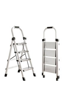 Folding Ladder 4 Steps Household Portable Ladders Lightweight Aluminum Step Ladder For Home, Non-Slip Portable Ladder For Kitchen, Library And Office, Maximum Load 150 Kg