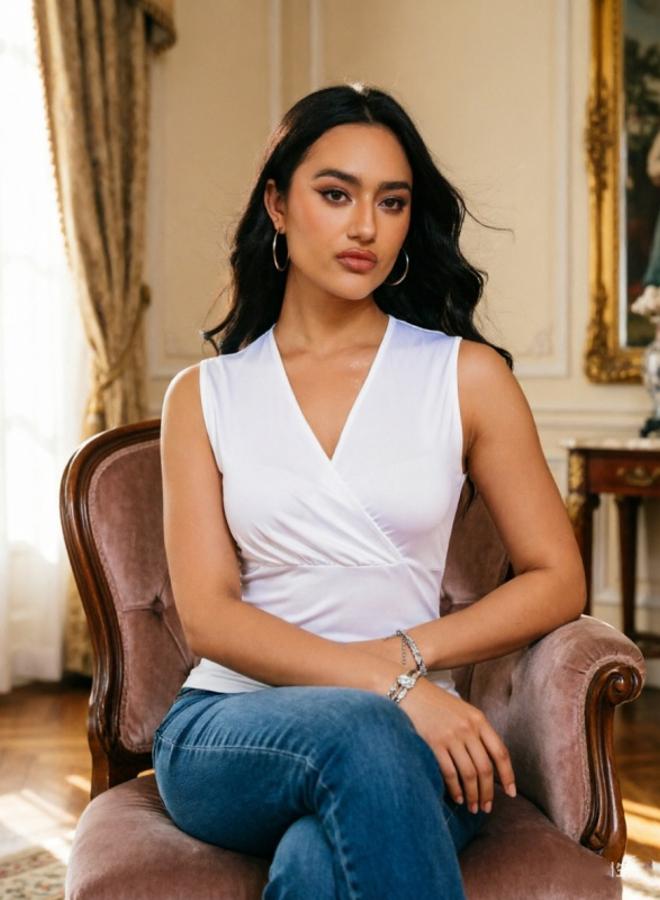 Take Two White Sleeveless Blouse - Image 2