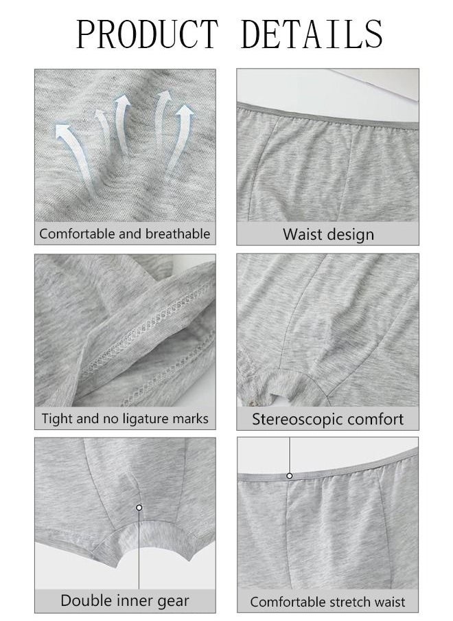 DUNISO 10PCS Men's Disposable Briefs 100% Cotton Disposable Underwear  Mid Waist Panties for Business Travel Hospital Stays Underpants Grey  - Image 2