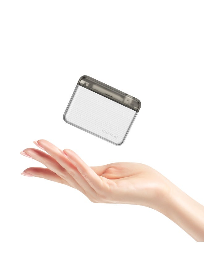 شارج شاحن محمول SHARGE SP020 Flow من SHARGE 10000mAh Mini Power Bank مع 20W USB-C شحن سريع مزدوج الإخراج شاحن محمول محمول متوافق مع iPhone 15/15 Pro/14 Galaxy S24 iPad (أبيض) - Image 2