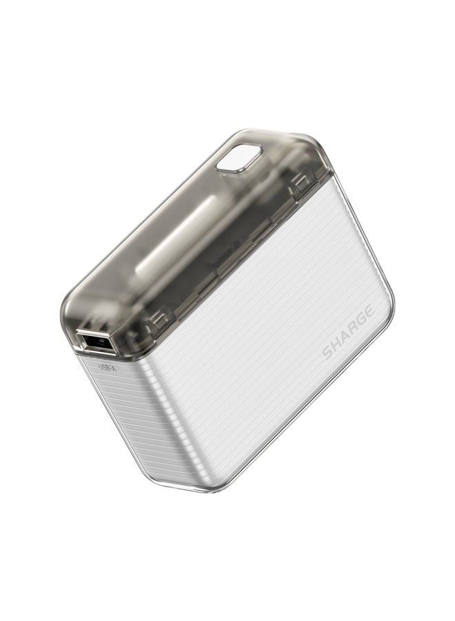 شارج شاحن محمول SHARGE SP020 Flow من SHARGE 10000mAh Mini Power Bank مع 20W USB-C شحن سريع مزدوج الإخراج شاحن محمول محمول متوافق مع iPhone 15/15 Pro/14 Galaxy S24 iPad (أبيض) - Image 3