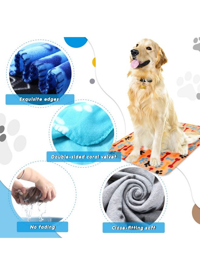 Chumia - 28 Pieces Puppy Blanket Soft Fleece Pet Blanket Small Fleece Blanket For Dogs Cats Puppy Kitten Pets, Warm Paw Print Blanket Sleep Mat Bed Covers, 28 Styles (23.6 X 27.6 Inch) - Image 1