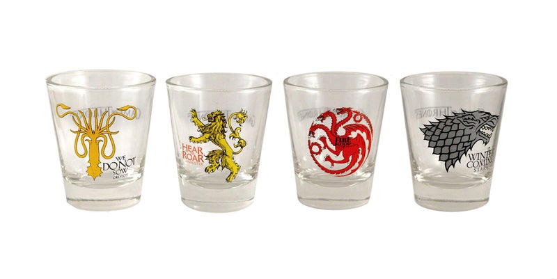 Game of Thrones Shot Glasses 4Pack Stark Targaryen Lannister Greyjoy