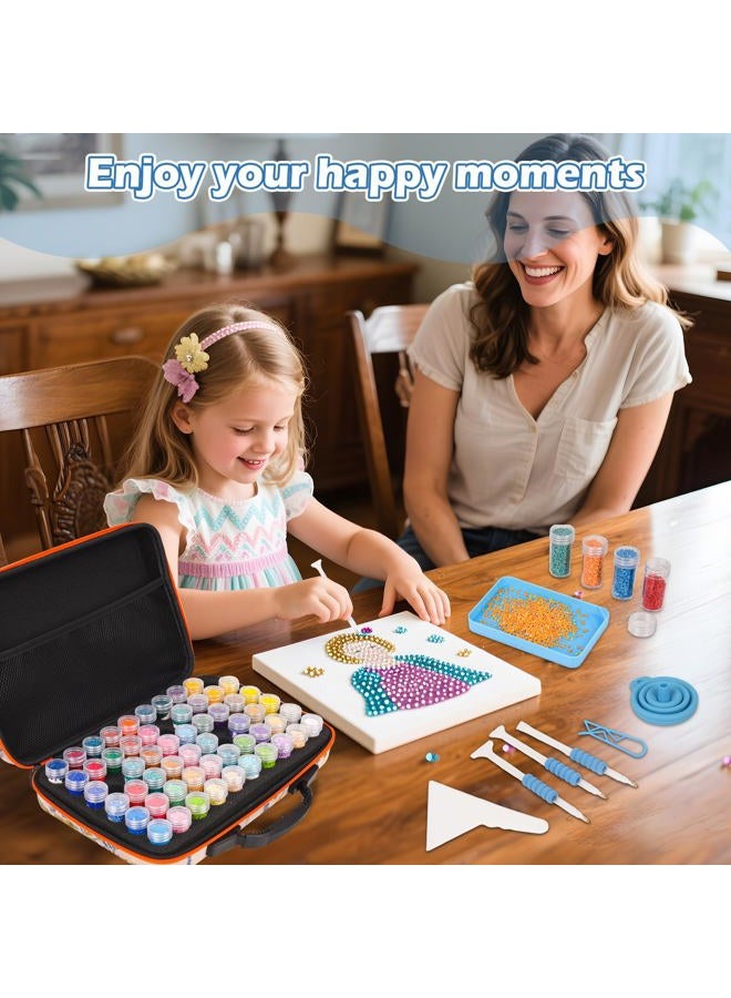 MERATIA 60 Slots Diamond Painting Storage Container, Diamond Art Kits for Adults Stackable Bead Organizer with Carrying Handle, Craft Storage Box with Accessories (Ceramic Garden-60 Slots) - Image 5