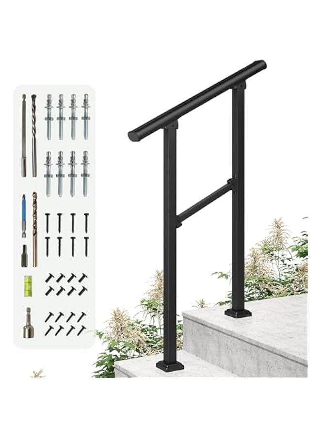 Two Step Hand Railing Arabest 2 Step Hand Rails for Outdoor Steps, Wrought Iron Railing ...