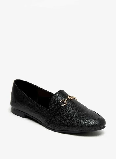 Flora Bella By Shoexpress Women Textured Slip-On Loafers with Buckle Accent