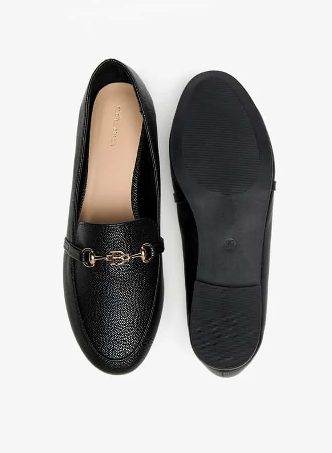 Flora Bella By Shoexpress Women Textured Slip-On Loafers with Buckle Accent