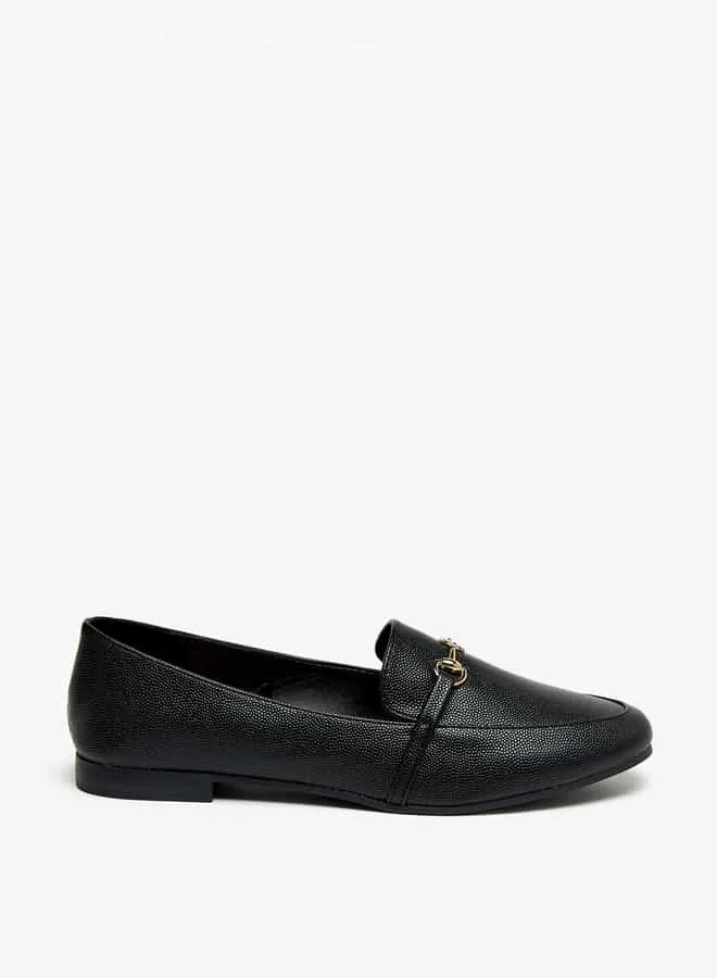 Flora Bella By Shoexpress Women Textured Slip-On Loafers with Buckle Accent