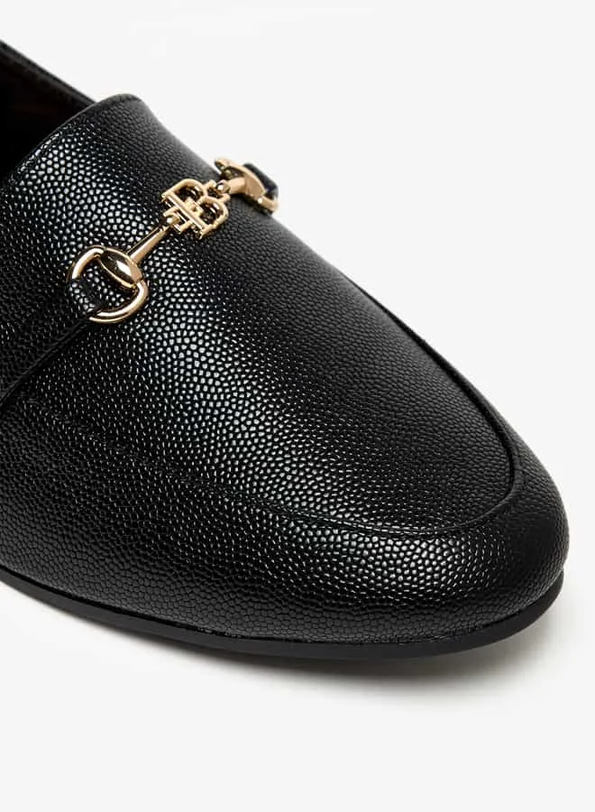 Flora Bella By Shoexpress Women Textured Slip-On Loafers with Buckle Accent