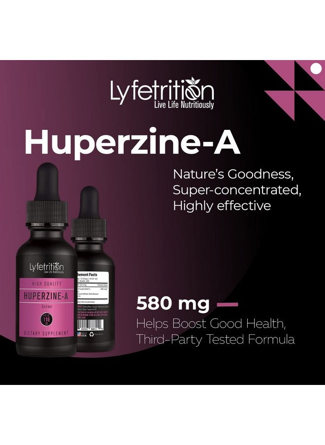 Lyfetrition - Huperzine A Supplement 380 Mg 4 Oz Liquid 220 Servings Made In Usa Quick Absorption Quality Potent Ingredients Thirdparty Tested Nongmo Gmp Certified Crueltyfree Products - Image 1