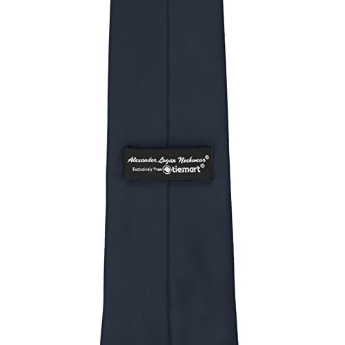 tiemart Solid Color Necktie (Dark Navy Blue) - Image 5