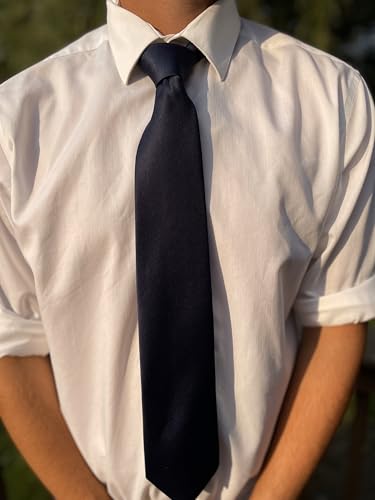 tiemart Solid Color Necktie (Dark Navy Blue) - Image 4