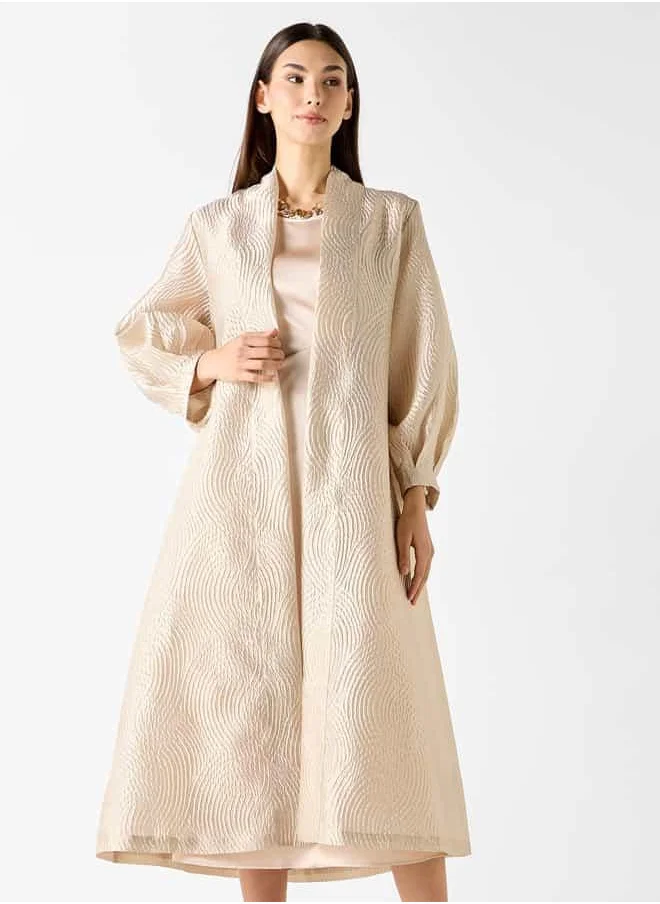 Iconic Iconic Textured Kimono Shrug with Long Sleeves