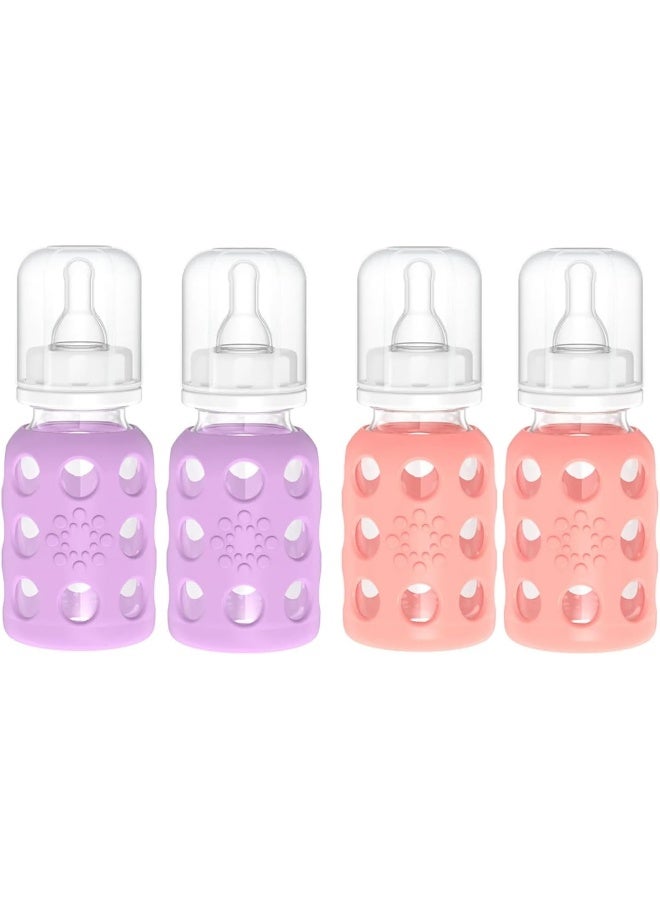 Lifefactory 4oz Glass Baby Bottle 2pk - Lavender/Cantaloupe - Image 1