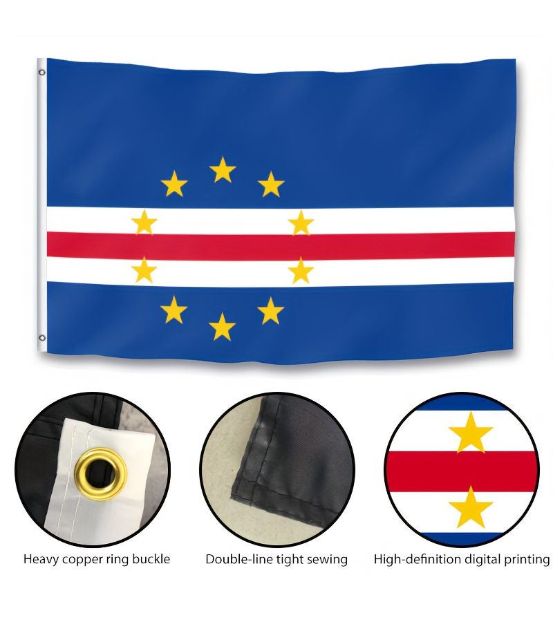 Cape Verde Flag 120x180cm National Flag Indoor Outdoor Hanging Decoration Anti Fading Single Seam Edge Brass Buttonhole - Image 3