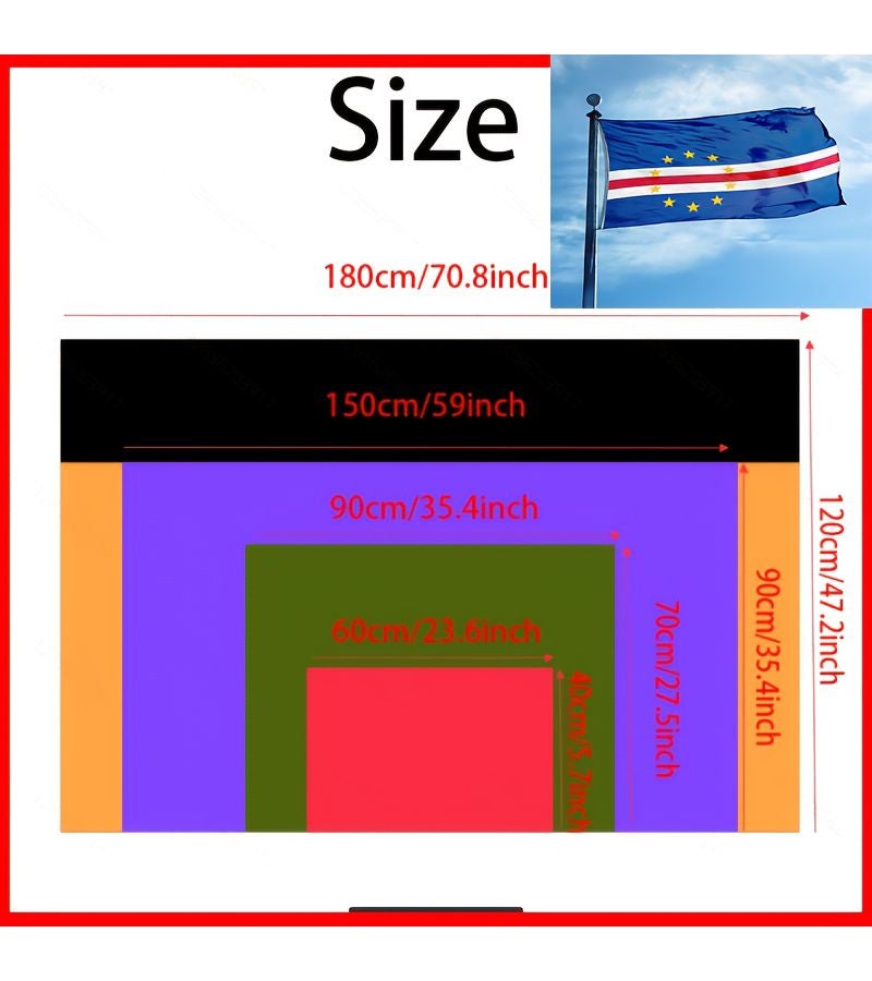 Cape Verde Flag 120x180cm National Flag Indoor Outdoor Hanging Decoration Anti Fading Single Seam Edge Brass Buttonhole - Image 1