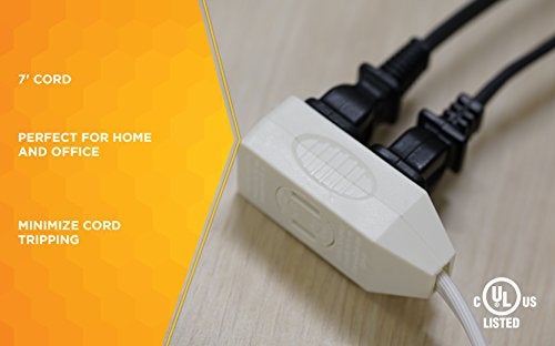 Woods Slimline 16/2 Flat Plug Extension Cord, 7ft, White, 2236 - Image 3