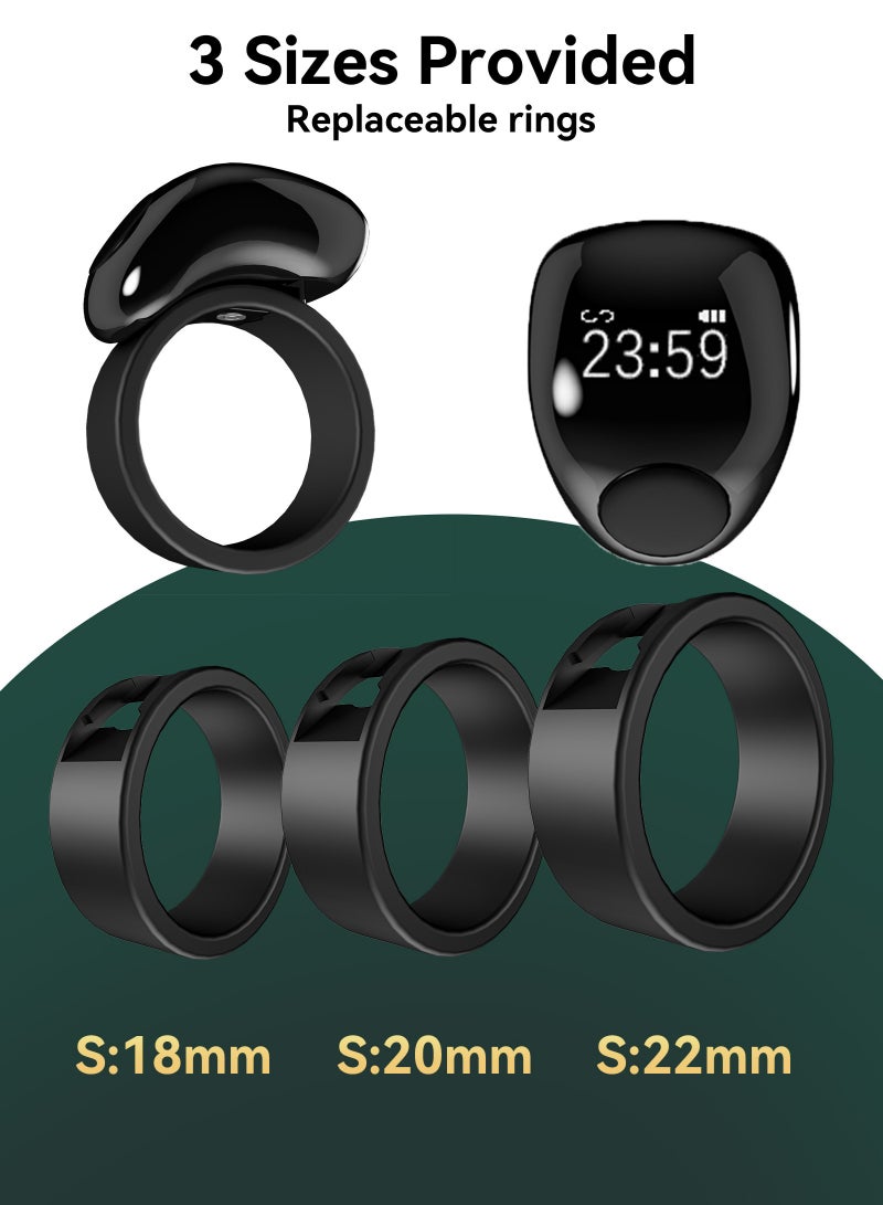 يو إل اتش واي سي خاتم تسبيح ذكر ذكي، عداد قابل للتعديل، مقاس (18 و20 مم)، يدعم التطبيق، خاتم تذكير بالصلاة، خاتم ذكر مضاد للماء، للمسلمين (أسود) - Image 4