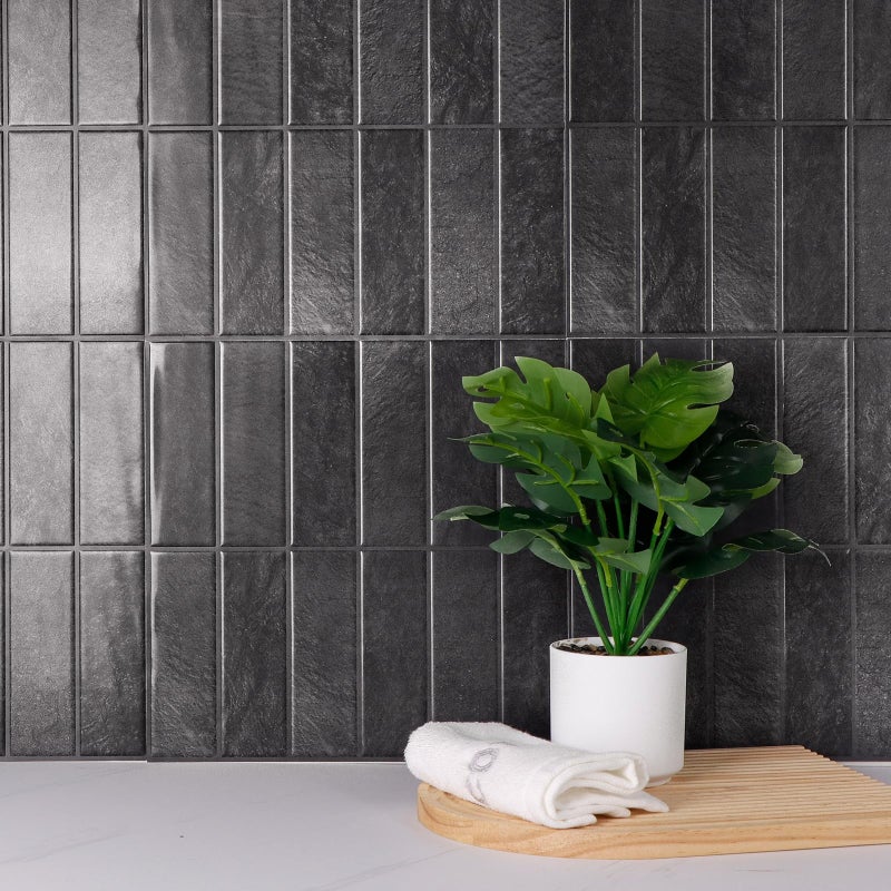 AdoDecor Peel and Stick Tileï¼ŒNew Upgrade Thicker Design Self Adhesive 12" x 12" Large Premium Peel and Stick Backsplash for Kitchen (Ash Black) - Image 4