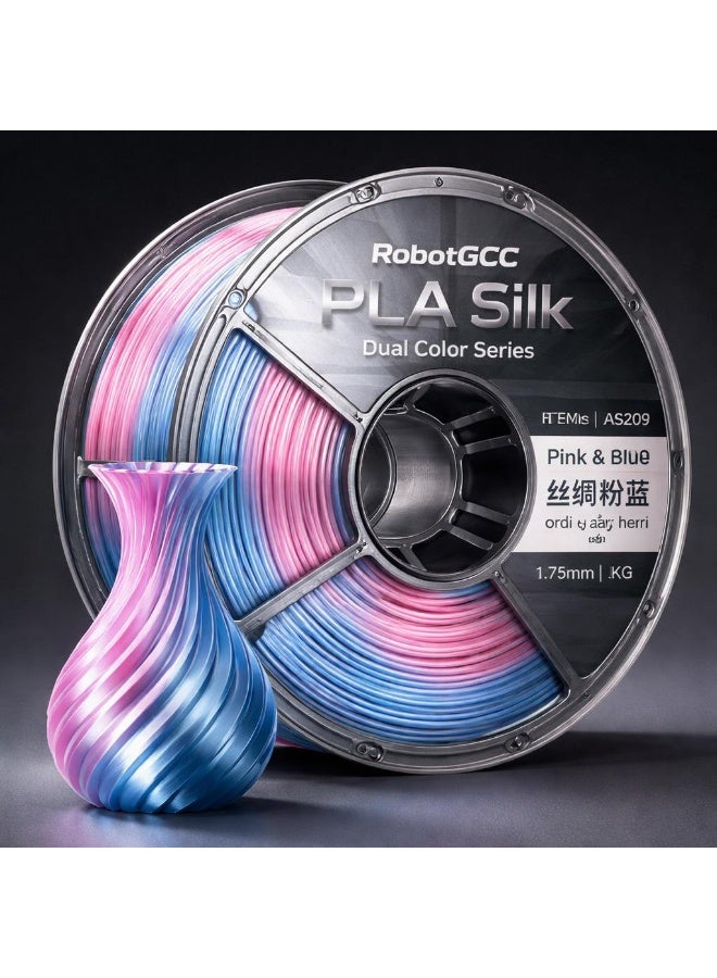 robotgcc PLA Silk Pink Blue Dual Color 1.75mm 3D Printing Material 1KG Spool for FDM 3D Printer Dual Color Gradient Glossy Finish Smooth Extrusion Stable Diameter Low Warping Strong Layer Adhesion Easy Print High Precision Decorative Models Premium Surface Effect - Image 2