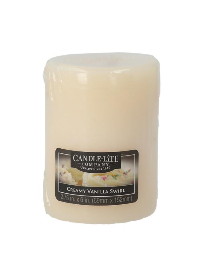 CANDLE-LITE Creamy Vanilla Swirl Candle Ivory 2.75 x 6inch