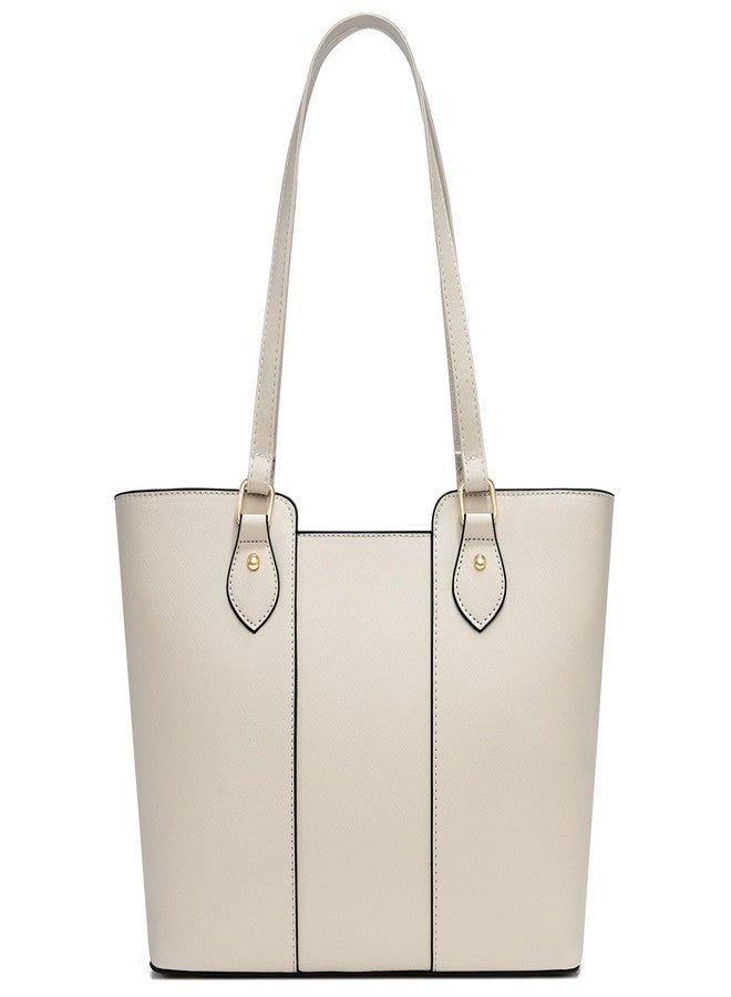 CHICAROUSAL Tote Bag for Women Large Handbags and Purses for Women PU Leather Womens Shoulder Bags, Cream Grey - Image 1