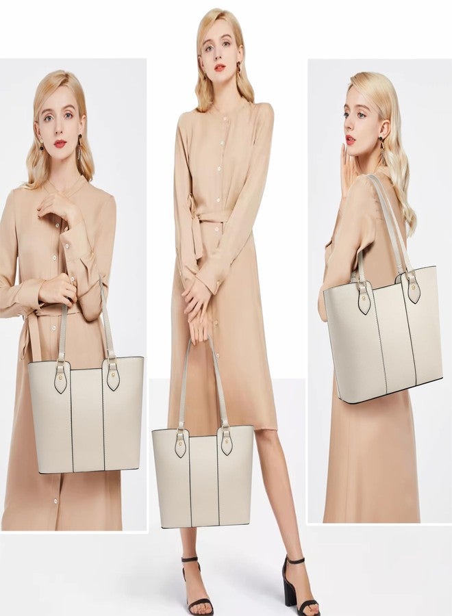 CHICAROUSAL Tote Bag for Women Large Handbags and Purses for Women PU Leather Womens Shoulder Bags, Cream Grey - Image 2