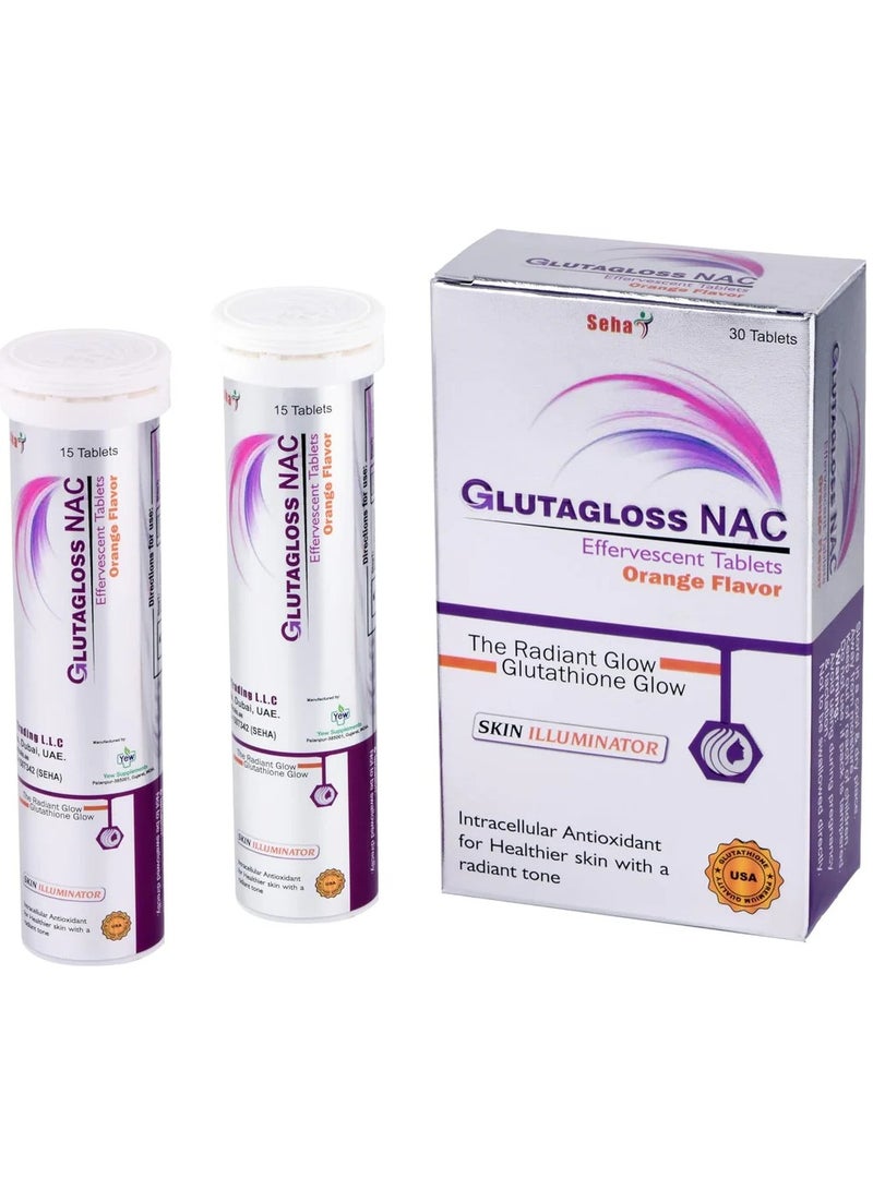 صحة جلوتاغلوس إن إيه سي بنكهة البرتقال - جلوتاثيون ياباني، فيتامين سي + إن إيه سي - 30 قرصًا فوارًا - Image 4