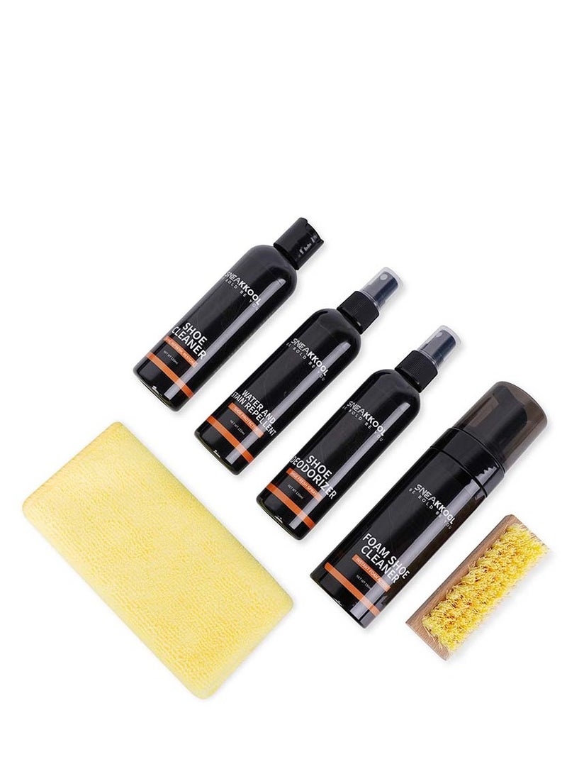 Sneakkool مجموعة العناية بالأحذية الرياضية الشاملة من سنيكول – منظف رغوي، محلول تنظيف، مزيل للروائح، طارد للماء والبقع + 24 مناديل أحذية قابلة للتحلل الحيوي - Image 2