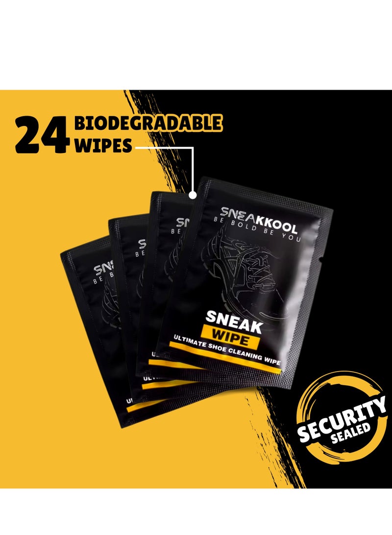 Sneakkool مجموعة العناية بالأحذية الرياضية الشاملة من سنيكول – منظف رغوي، محلول تنظيف، مزيل للروائح، طارد للماء والبقع + 24 مناديل أحذية قابلة للتحلل الحيوي - Image 3