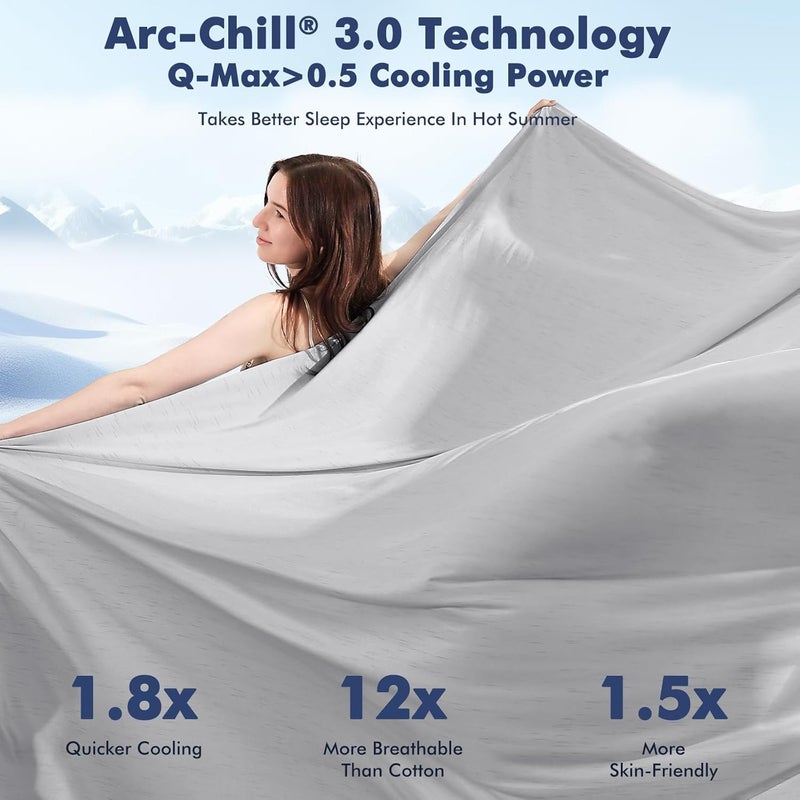 Elegear Cooling Blanket 150 x 200 cm, Japanese Arc-Chill 3.0 Q-Max > 0.5 Cooling Fibres, Self-Cooling Summer Blanket, Double Cold Feeling Absorbs Body Heat, Cooling Blanket for People, Night Sweat - Image 4