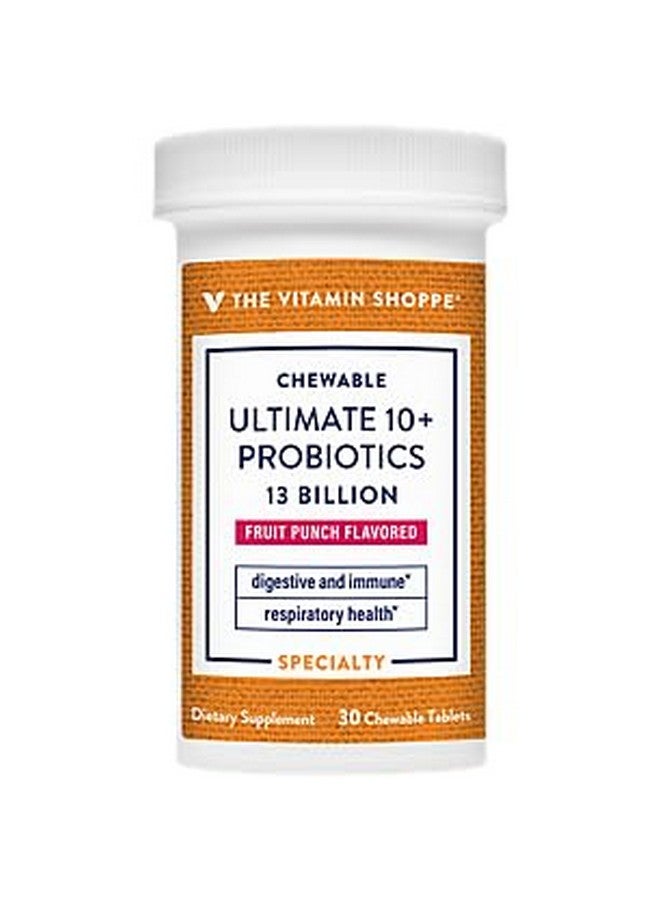The Vitamin Shoppe Chewable Ultimate 10+ Probiotics a Digestive Health a 13 Billion CFUs a Fruit Punch (30 Chewable Tablets) - Image 1