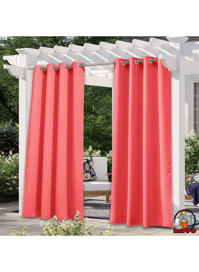 HIPPO Polyester Waterproof Curtains Rain & Vision Blockage Curtain With Steel Eyelets/Grommets Ideal For Outdoor Balcony (4.5Ftx9Ft, Wr-Marsalared, 2 Pc, Solid, Opaque) - Image 1