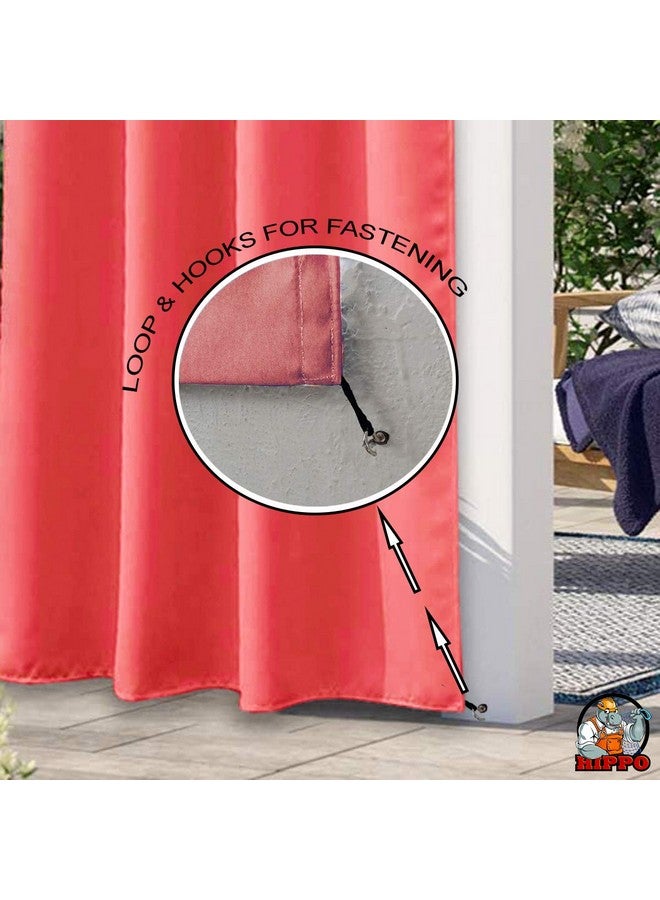 HIPPO Polyester Waterproof Curtains Rain & Vision Blockage Curtain With Steel Eyelets/Grommets Ideal For Outdoor Balcony (4.5Ftx9Ft, Wr-Marsalared, 2 Pc, Solid, Opaque) - Image 3