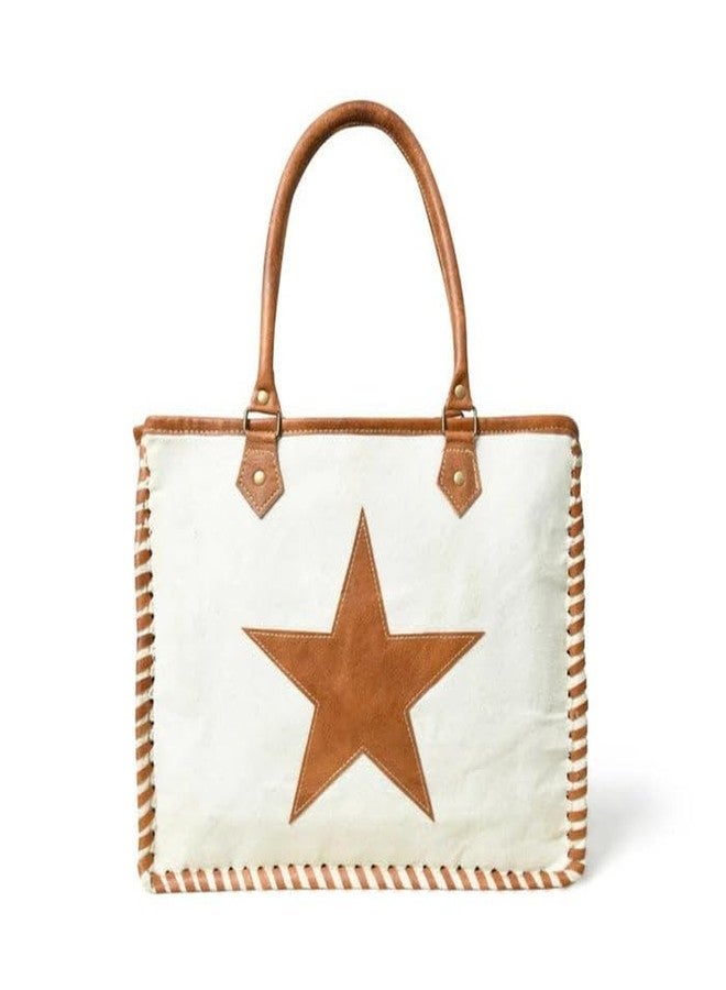 MaheTri Star Upcycled Canvas Shoulder Tote (Fits Upto 14") With Zip | Spacious Compartment & Multiple Pockets | Perfect for Office & Daiy Use - Image 1