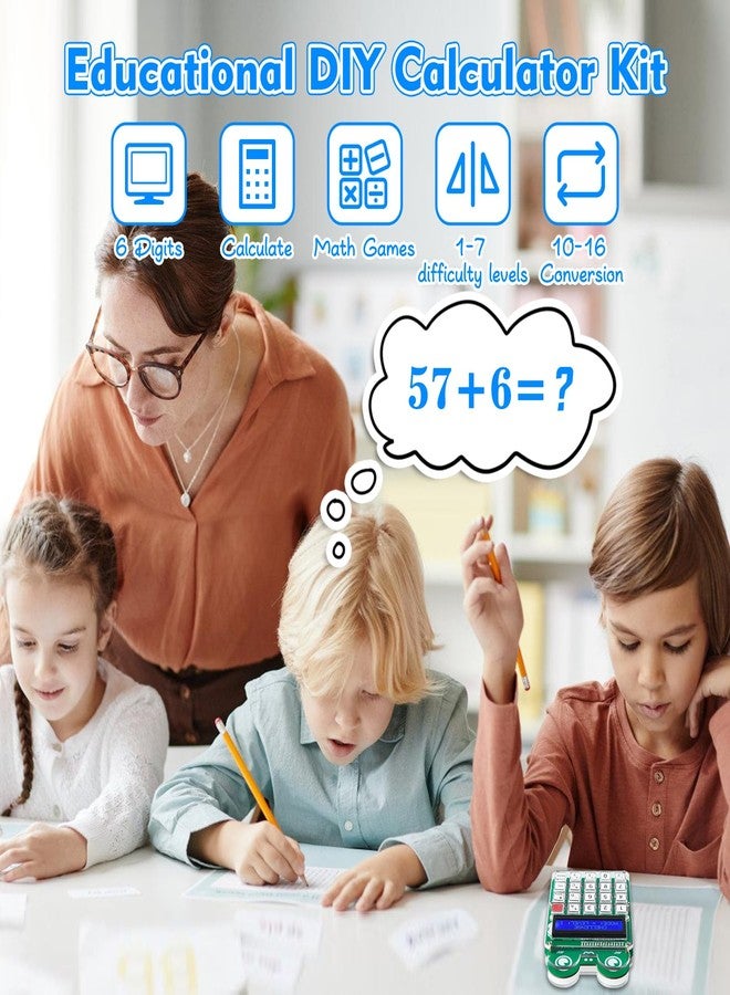 مجموعة آلة حاسبة رياضية MIOYOOW بستة أرقام، مشروع لحام إلكتروني STEM مع الجمع والطرح والضرب والقسمة، مجموعة تدريب على اللحام للمراهقين والتعلم المدرسي - Image 4