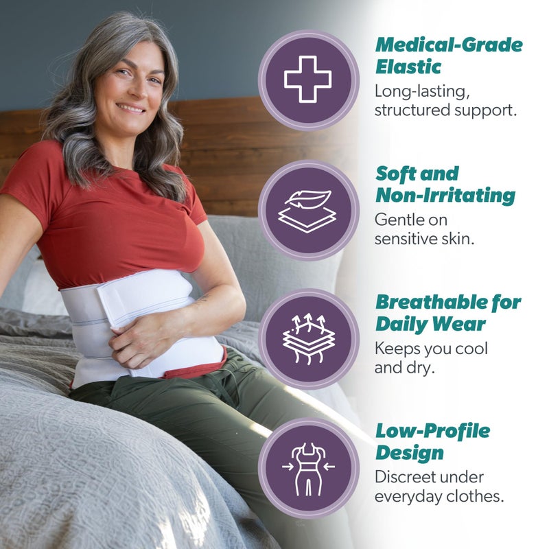BraceAbility Plus Size Abdominal Binder for Post Surgery Recovery - Bariatric Stomach Hernia Belt, Post Partum Waist Binder, Diastasis Recti Obese Belly Support Band for Big Men and Women (3XL 12") - Image 3