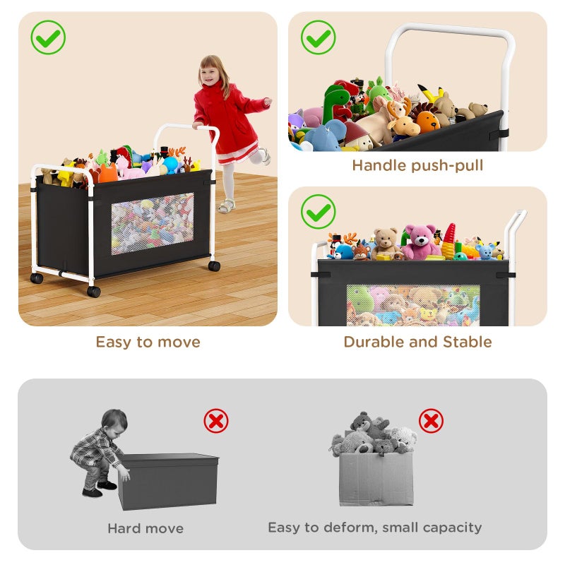 KEEGH Extra Large Toy Box for Kids with 360Â° Rotating Wheels, Heavy Duty Toy Chest for Boys and Girls, Toy Storage Organizer for Kids, Toy Bins for Living Room, Nursery, Bedroom(Black) - Image 5